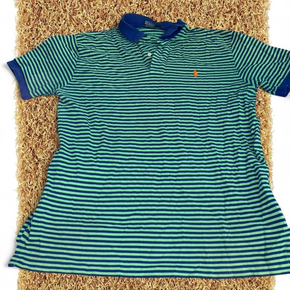 Ralph Lauren Striped Polo Shirt - Green and Blue